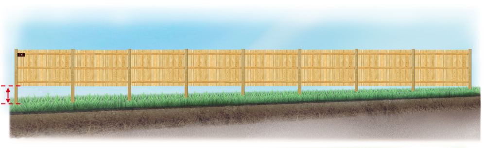 A level fence installed on uneven ground in Wyoming