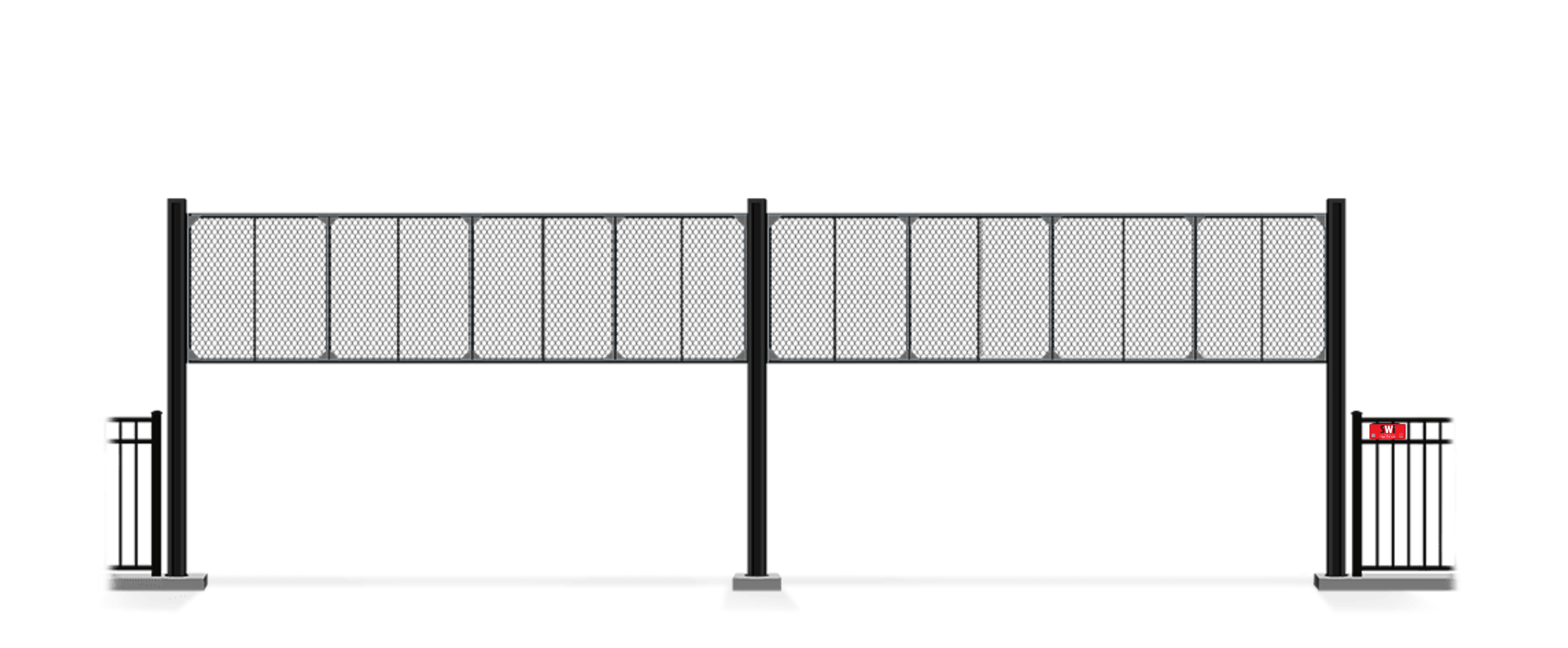 Automated chain link Vertical Lift gate in open position