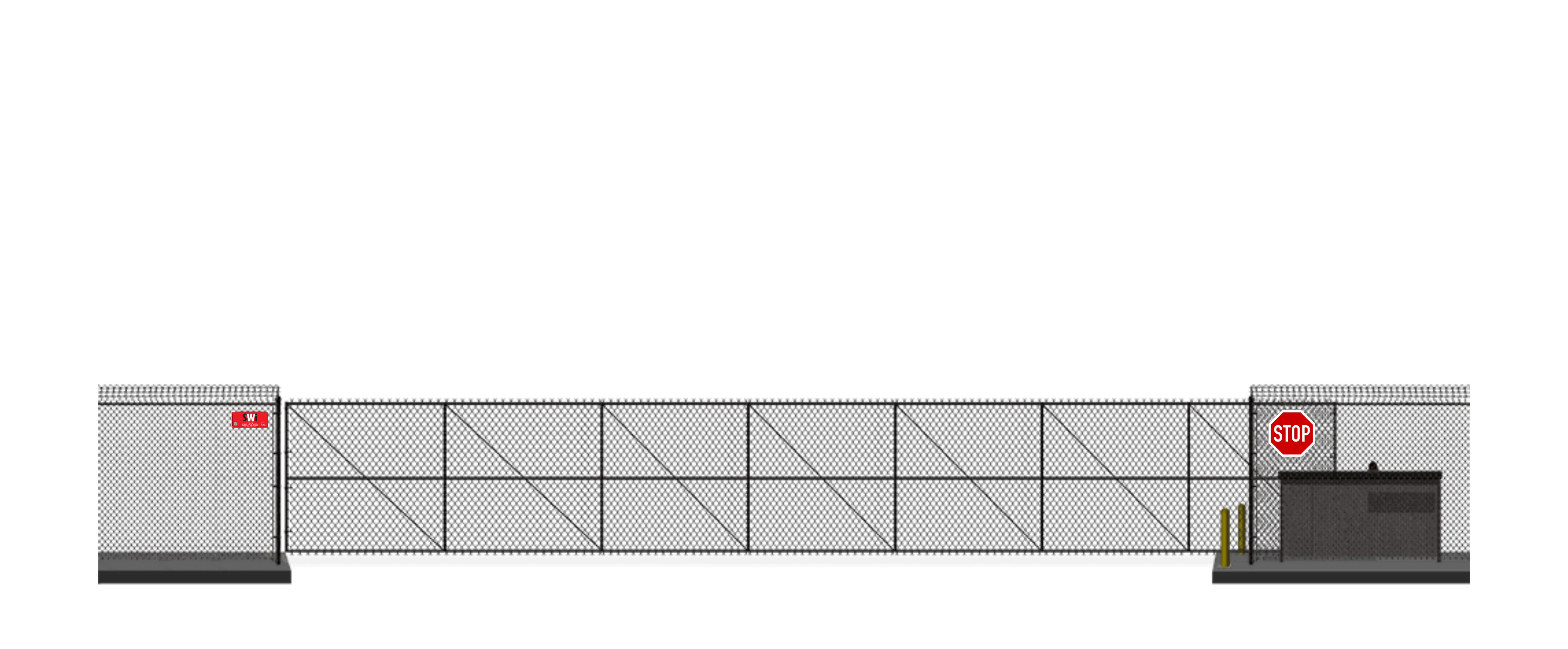 Automated chain link Vertical Pivot gate in closed position