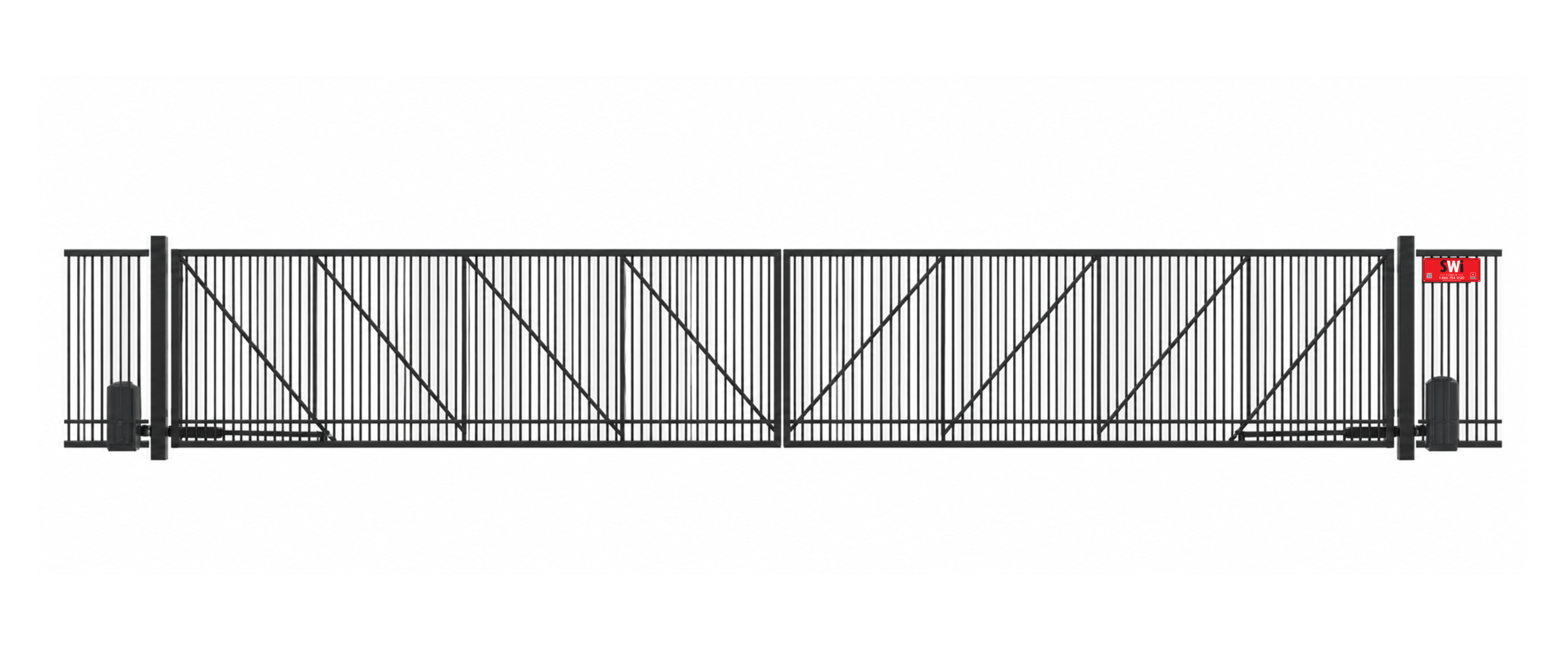 Automated Metal swing gate in closed position