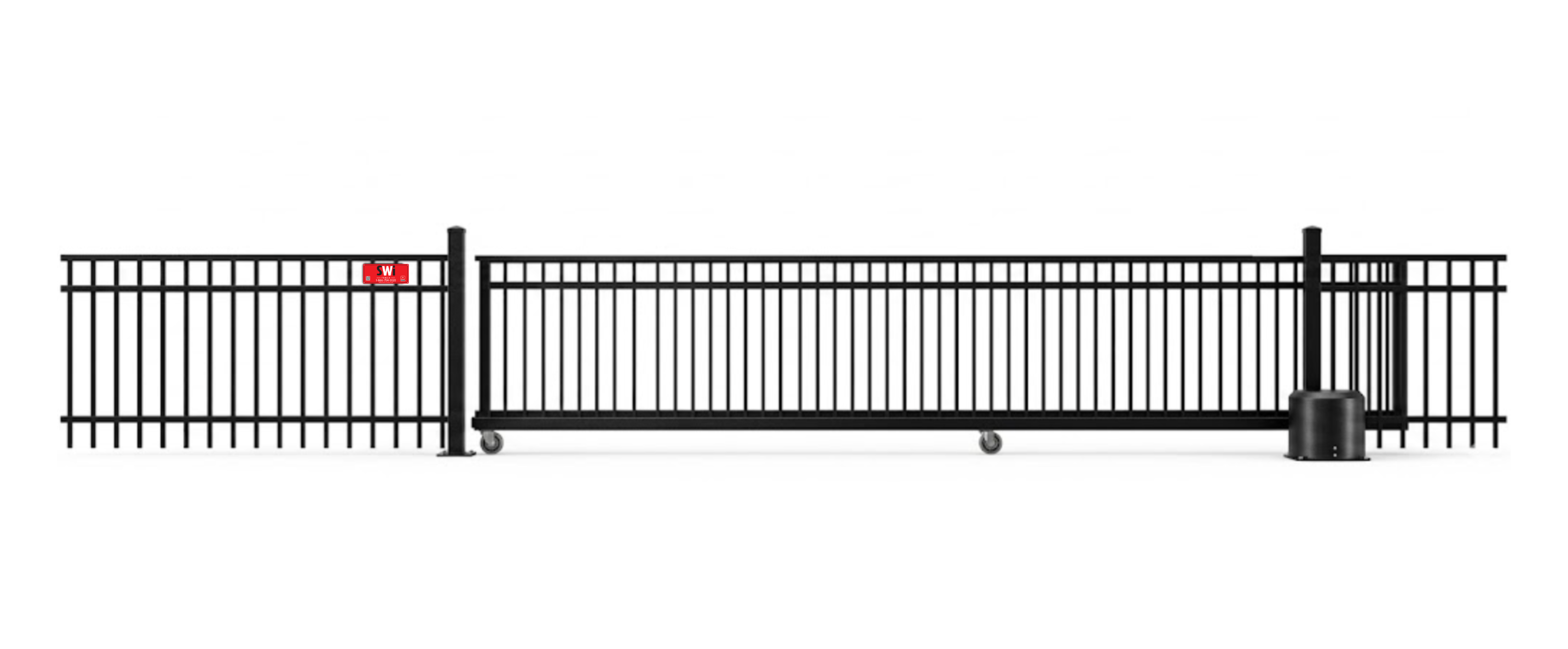 Automated Metal V-Track gate in closed position