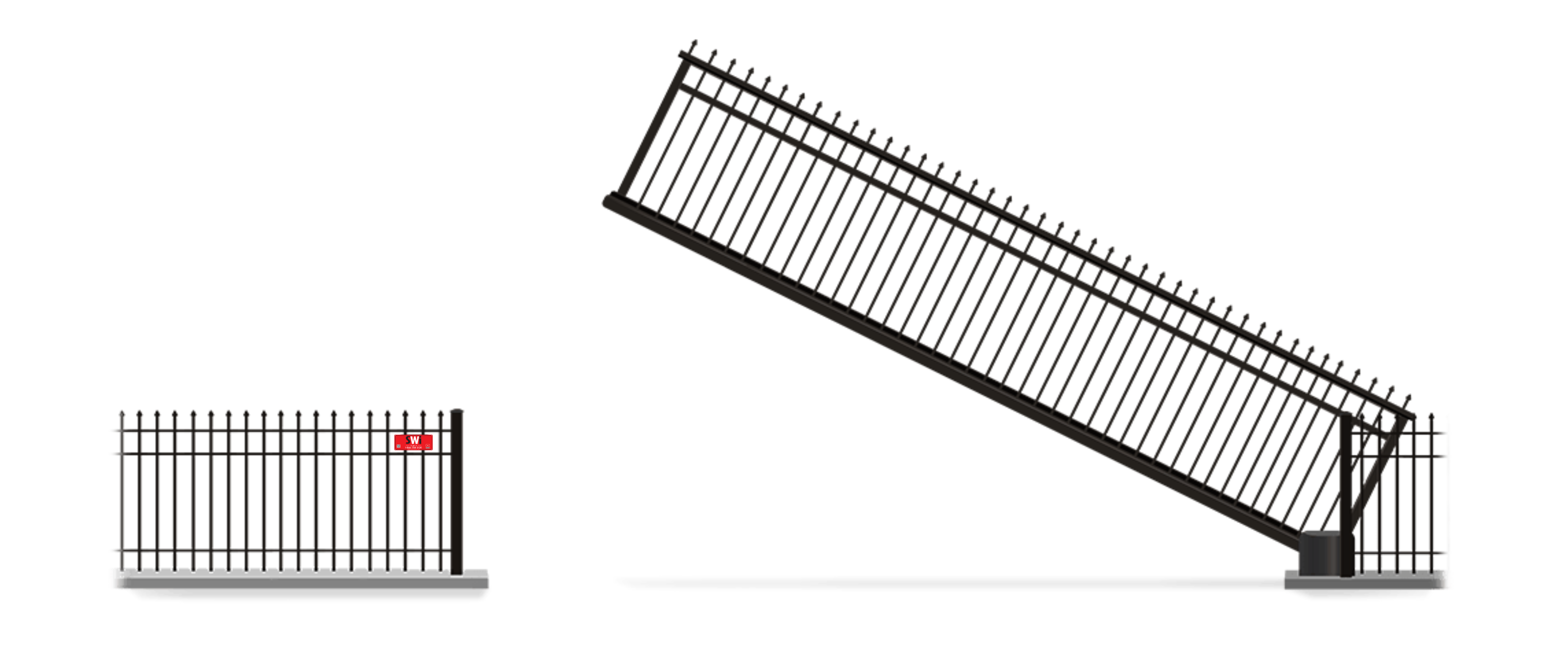 Automated Metal Vertical Pivot gate in open position
