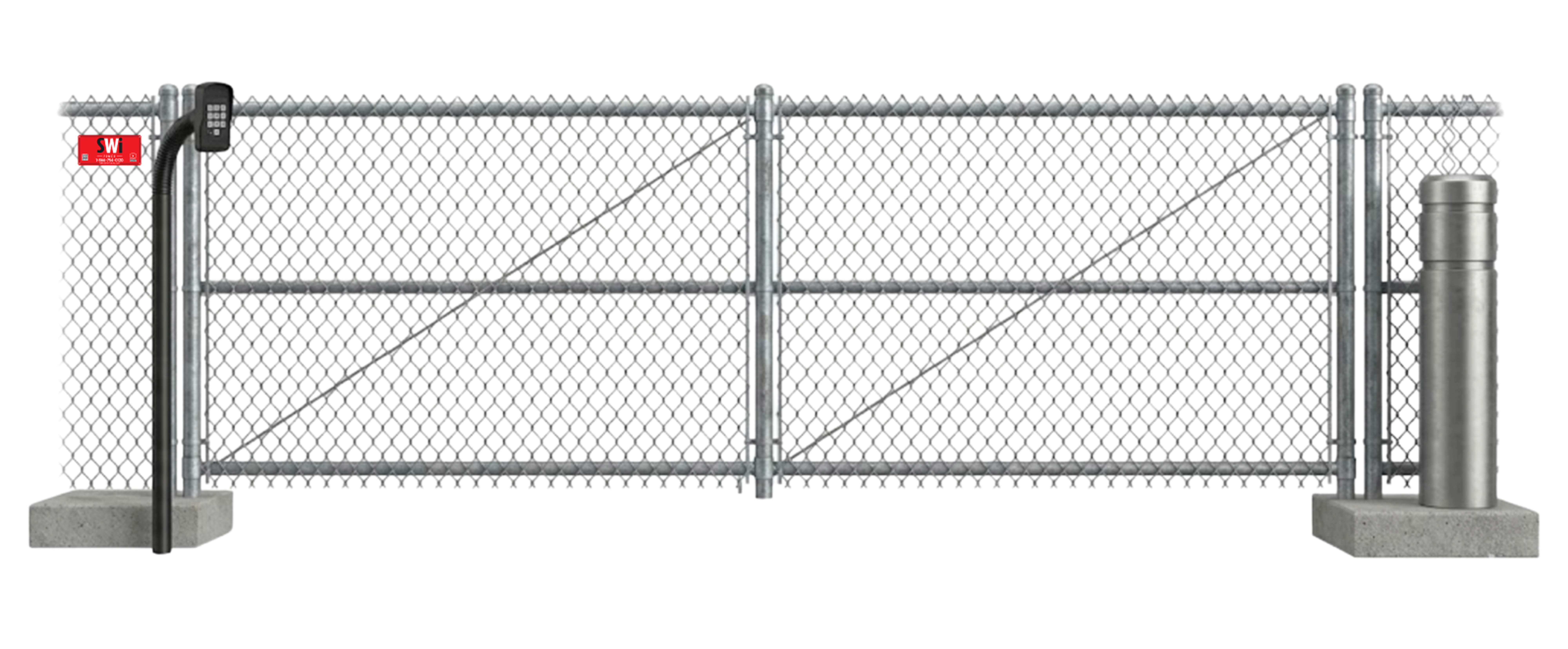 Chain Link sliding estate gate in closed position