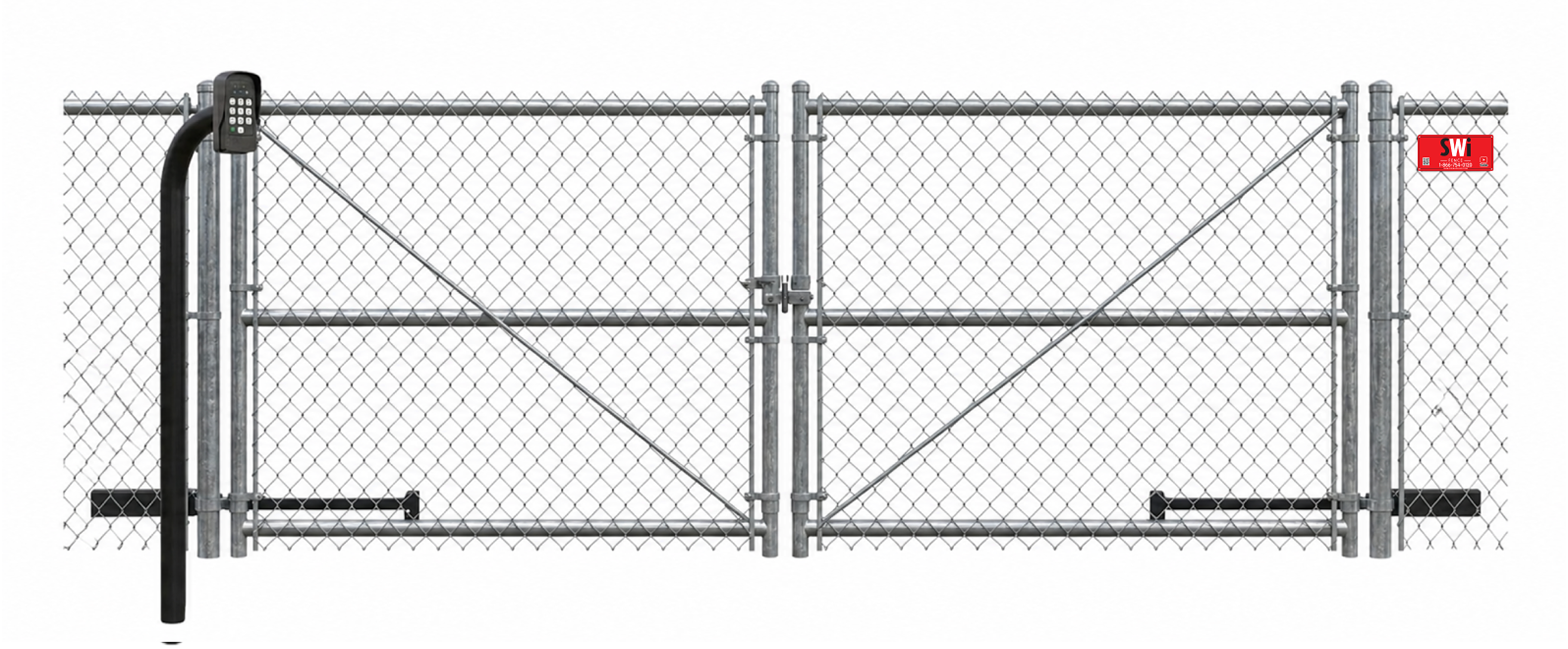 Chain Link swinging estate gate in closed position