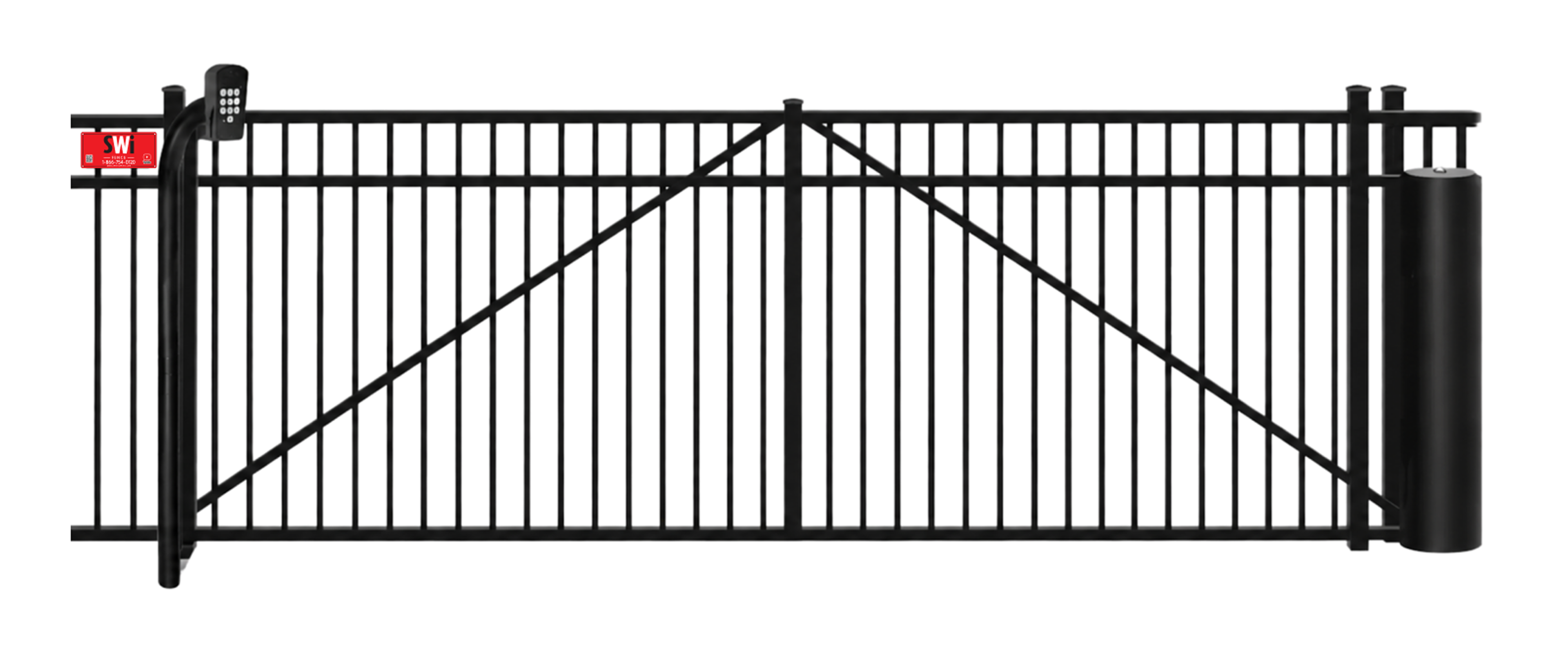 Metal sliding estate gate in closed position