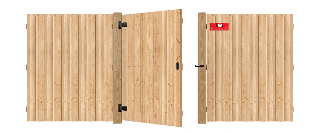 Wood gate in open position